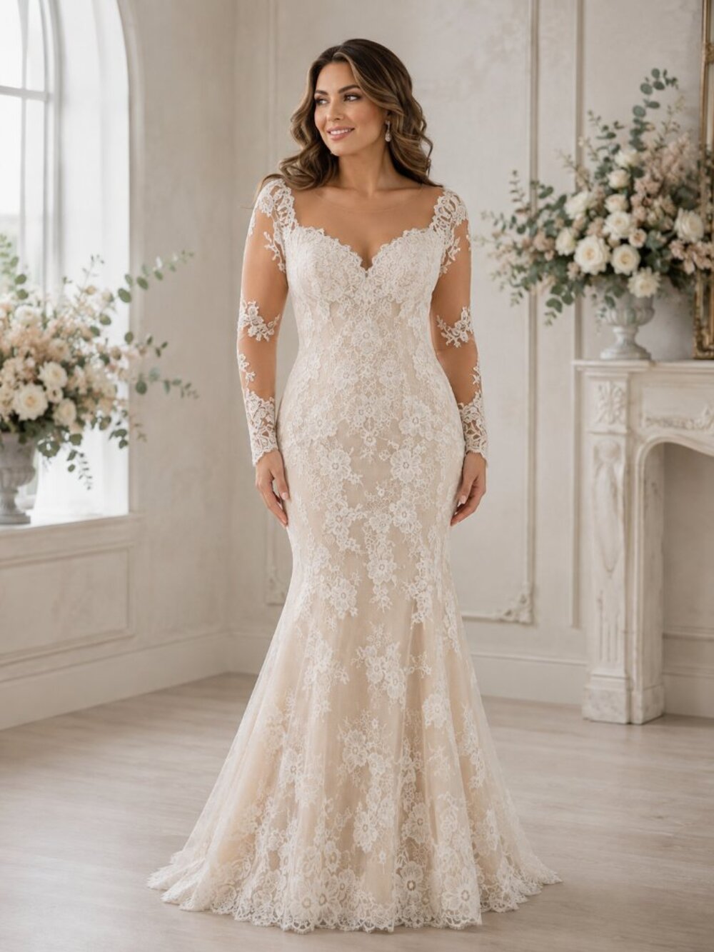 NWOT Allure Bridal Wedding Dress – Size 14 – Champagne/Gold/Nude/Ivory – Sample